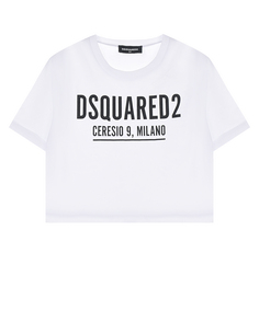 Белая футболка с черным лого Dsquared2