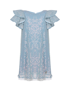 Голубое платье с вышивкой пайетками Miss Blumarine