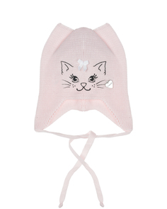 Розовая шапка с декором &quot;кошка&quot; Il Trenino