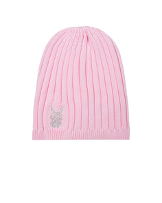 Розовая шапка с зайчиком из стразов Chobi