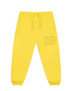 Желтые спортивные брюки с лого в тон Dolce&Gabbana