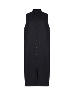 Черное платье-рубашка без рукавов 5 Preview