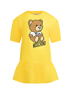 Желтое платье с принтом &quot;медвежонок&quot; Moschino