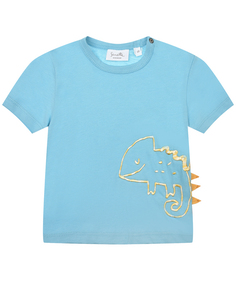 Голубая футболка с принтом &quot;хамелеон&quot; Sanetta Kidswear
