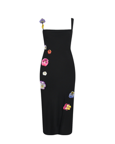 Черное платье с цветочными аппликациями Vivetta