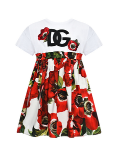 Платье с принтом &quot;маки&quot; на юбке Dolce&Gabbana