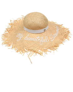 Соломенная шляпа с вышивкой &quot;My beautiful summer&quot; Il Trenino