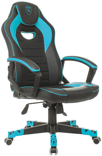 Кресло игровое Бюрократ Zombie GAME 16 крестовина пластик, текстиль/эко.кожа, цвет: черный/голубой