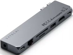 Концентратор Satechi Pro Hub Max ST-UCPHMXM 2*USB Type-C/USB 3.0, 2*USB Type-C, RJ-45, mini Jack, HDMI, SD, microSD, серый