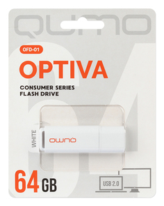 Накопитель USB 2.0 64GB Qumo QM64GUD-OP1-white Optiva 01, белый
