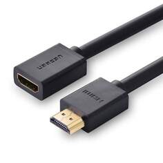 Кабель интерфейсный HDMI-HDMI UGREEN 10141 male to female в оплетке, 1 м, черный