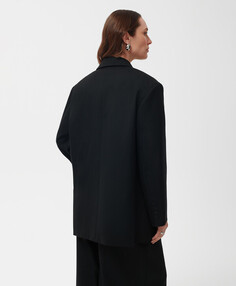 Пиджак из костюмной ткани прямой с двумя шлицами черный GLVR (S)