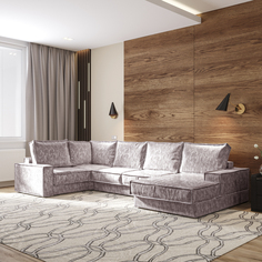 Диван угловой П-образный левый Бергамо Лазурит