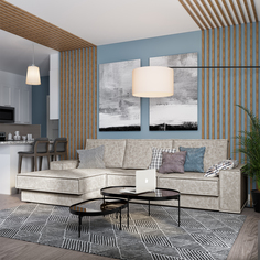 Диван угловой левый Бергамо Лазурит