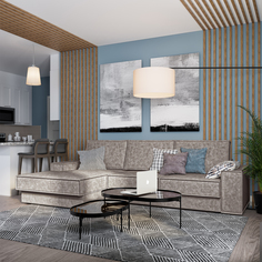 Диван угловой левый Бергамо Лазурит