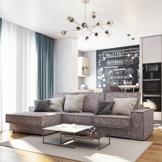 Диван угловой левый Бергамо Лазурит