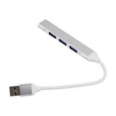 Usb-разветвитель (hub), 4 порта, кабель 10 см, серебристый NO Brand