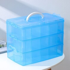 Органайзер для хранения пластиковый, 3 яруса, 30 ячеек, 32×18×24 см, цвет голубой NO Brand