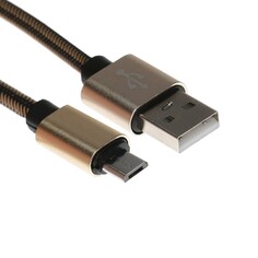 Кабель microusb - usb, 2.1 а, оплетка нейлон, 1 метр, золотистый NO Brand