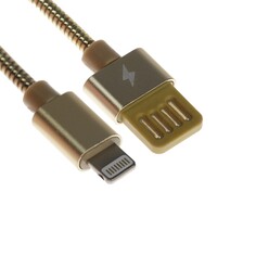 Кабель lightning - usb, 2.1 а, металлическая оплетка, 1 метр, золотистый NO Brand