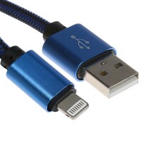 Кабель lightning - usb, 2.1 а, оплетка нейлон, 1 метр, синий NO Brand