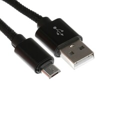 Кабель microusb - usb, 2.1 а, оплетка нейлон, 2 метра, черный NO Brand