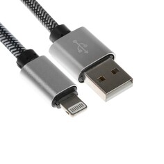 Кабель lightning - usb, 2.1 а, оплетка нейлон, 2 метра, серебристый NO Brand