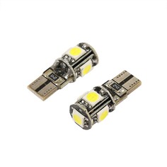 Автолампа светодиодная cartage, t10 w5w, 12 в, 5 smd-5050, набор 2 шт