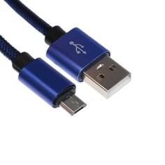 Кабель microusb - usb, 2.1 а, оплетка нейлон, 2 метра, синий NO Brand