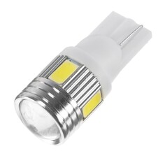 Автолампа светодиодная t10 w5w, 6 led, 3 вт, линза, свечение белое Torso