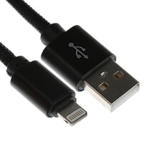 Кабель lightning - usb, 2.1 а, оплетка нейлон, 2 метра, черный NO Brand