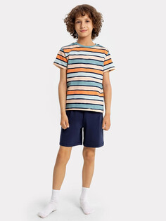 Комплект для мальчиков (футболка в цветную полоску, синие шорты) Mark Formelle