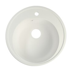 Мойка для кухни из камня zein 3/g31, d=510 мм, круглая, перелив, белая матовая