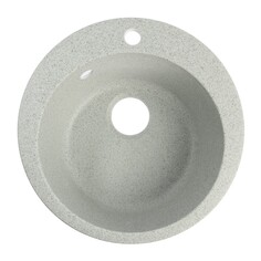 Мойка для кухни из камня zein 30/q10, d=475 мм, круглая, перелив, цвет светло-серый