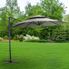 Зонт садовый 3х3 м, серый, с регулировкой высоты и двойным верхом, Green Days