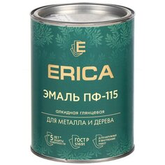 Эмаль Erica, ПФ-115, для внутренних и наружных работ, алкидная, глянцевая, оранжевая, 0.8 кг