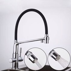 Смеситель для кухни, Gappo, гибкий излив, с картриджем, с подключением к фильтру, хром, G4398-7