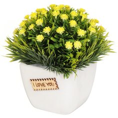 Цветок искусственный декоративный Композиция желтых цветов, в кашпо, 13 см, Y6-2063