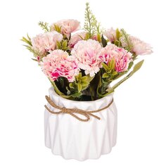 Цветок искусственный декоративный Композиция розовых цветов, в кашпо, 18 см, Y6-2060