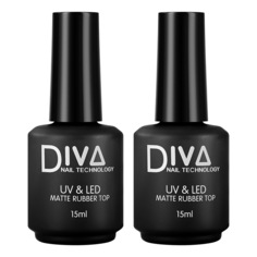 Набор, Diva Nail Technology, Matte top 15 мл, 2 шт