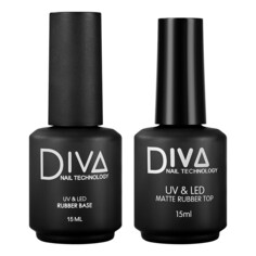 Набор, Diva Nail Technology, Matte top и Rubber base