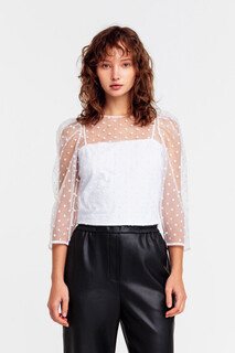 блузка женская Блузка-топ двухслойная с прозрачными рукавами Befree