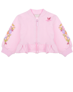 Розовая спортивная куртка с цветочным принтом Monnalisa