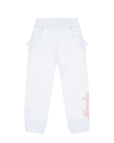 Белые спортивные брюки с рюшами Monnalisa