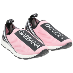 Розовые кроссовки-носки с лого Dolce&Gabbana