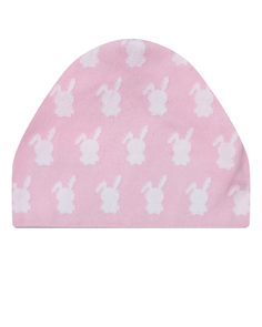 Розовая шапка с узором &quot;зайцы&quot; Chobi