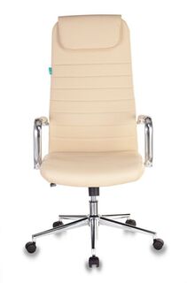 Кресло офисное Бюрократ KB-9N/ECO руководителя, цвет бежевый искусственная кожа с подголов. крестовина металл хром