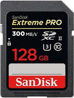 Карта памяти SDXC 128GB SanDisk SDSDXDK-128G-GN4IN Class10 UHS-II U3 чтение до 300 МБ/с, запись до 260 МБ/с