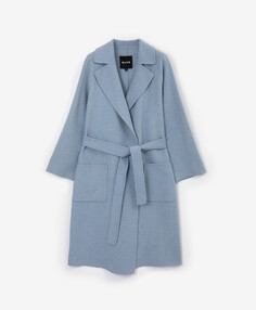 Пальто мягкой свободной формы с запахом голубое GLVR (L)