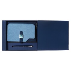 Органайзер на кольцах а6+, 80 листов, кожзам, c хлястиком, линия, с ручкой, в подарочной коробке, синий Calligrata